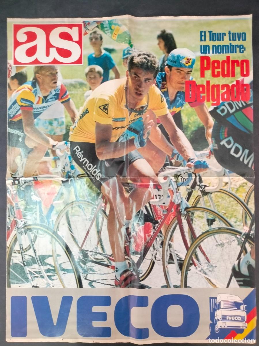 Coleccionismo deportivo: POSTER GRANDE 48 X 63 CM PERICO DELGADO REVISTA AS A&Ntilde;O 1988 CAMPEON TOUR DE FRANCIA IVECO