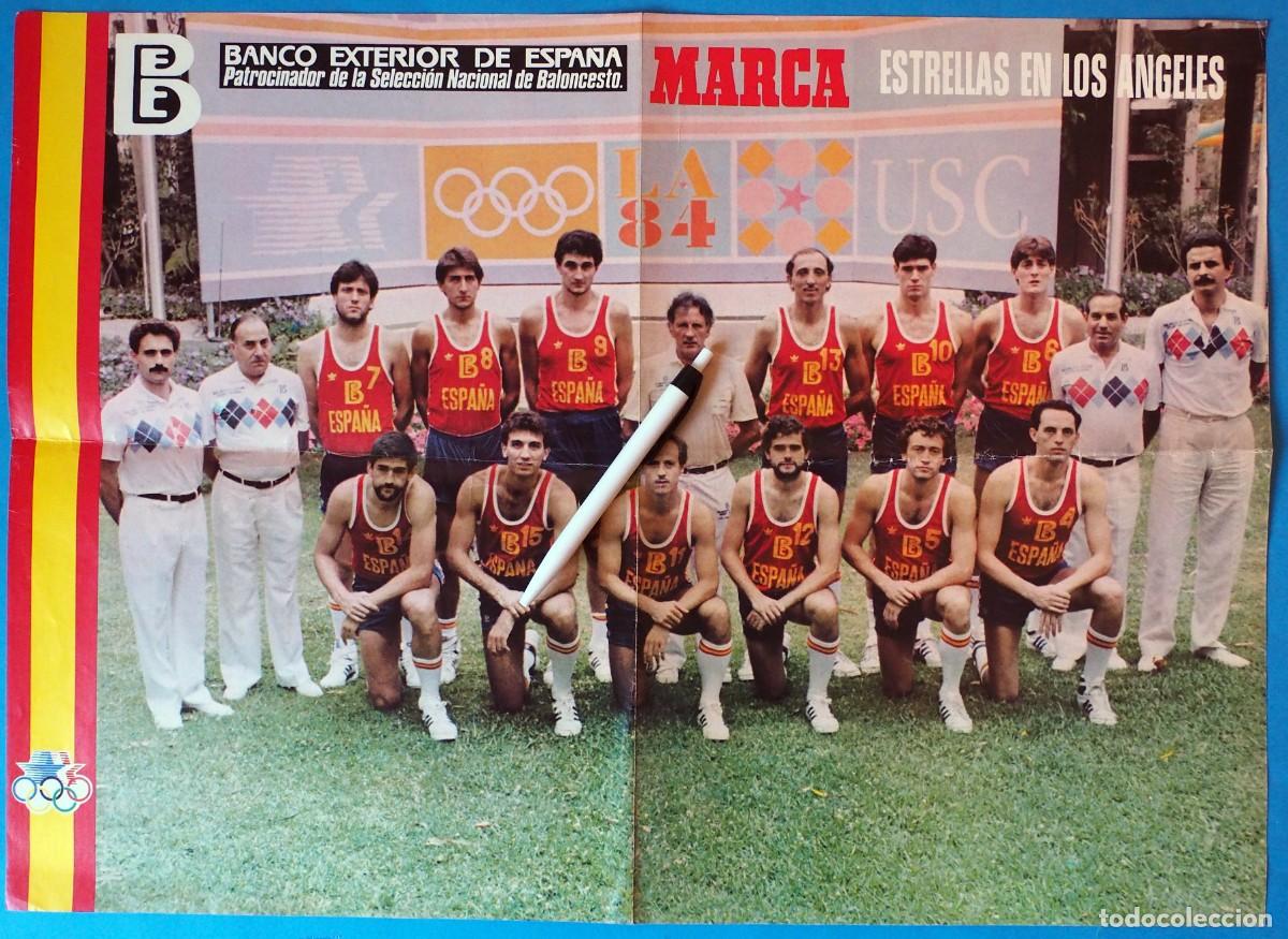 Coleccionismo deportivo: POSTER SELECCION ESPA&Ntilde;OLA DE BALONCESTO, LOS ANGELES 84. (ESTRELLAS EN LOS ANGELES) 1984