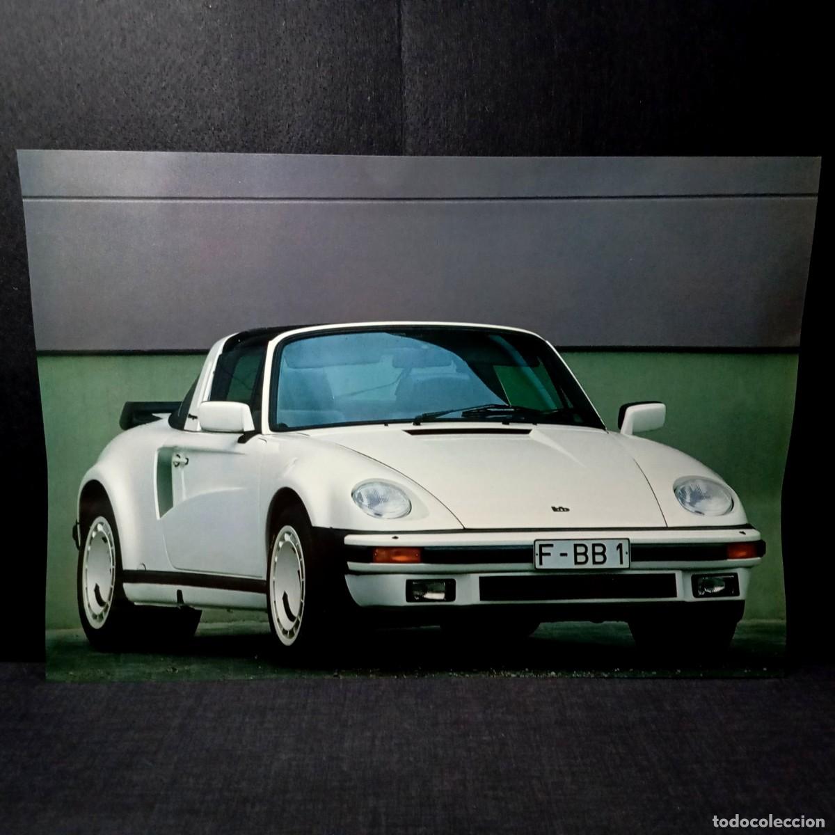 Coleccionismo deportivo: Lamina Fotografia Porsche 911 Turbo Flatnose Targa BB Blanco Poster Cartel Coche Motor 45x31cm