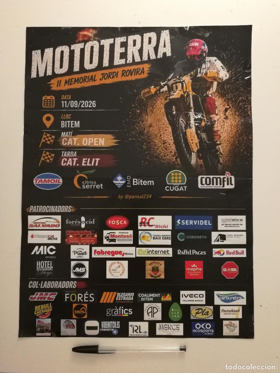 Coleccionismo deportivo: CARTEL ORIGINAL -A3- MOTOTERRA BITEM TORTOSA - II MEMORIAL JORDI ROVIRA - MOTOCICLISMO