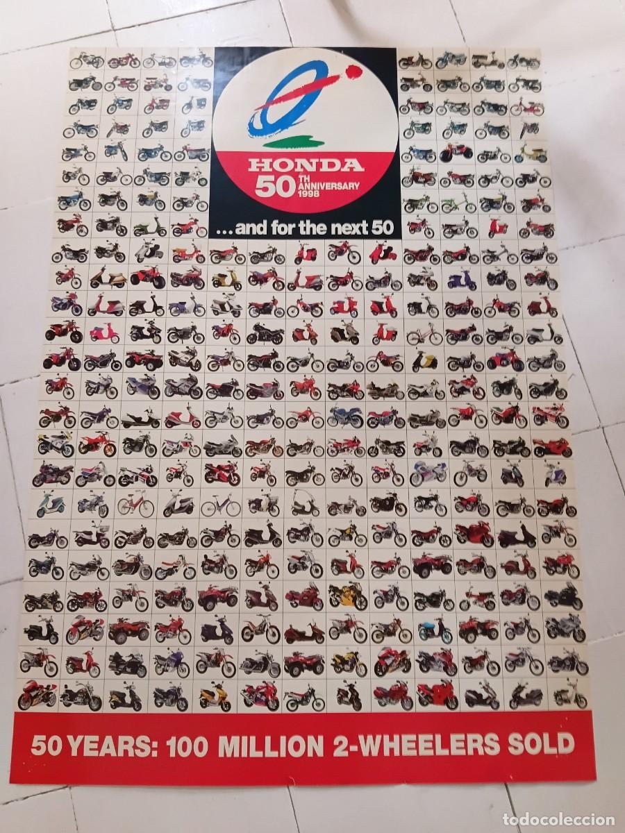 Coleccionismo deportivo: Poster de moto . HONDA . 50 ANNIVERSARY 1998 .