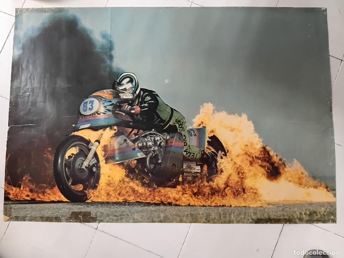 Coleccionismo deportivo: Poster de moto . DRAGTER en llamas .