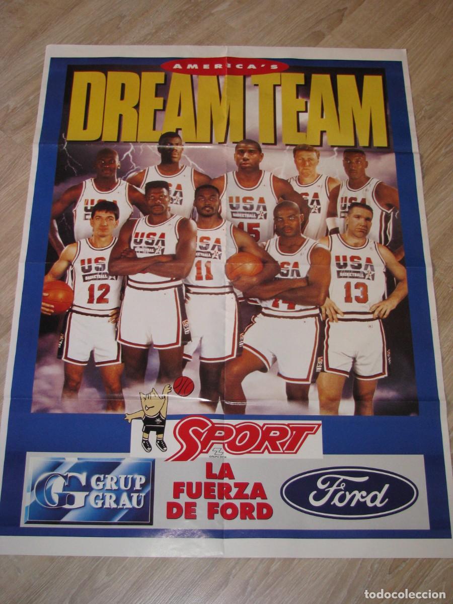 Sammelleidenschaft Sport: CARTEL O POSTER DE BALONCESTO NBA DREAM TEAM. JJ.OO. 1992 BARCELONA. PUBL FURD 86X63 CM