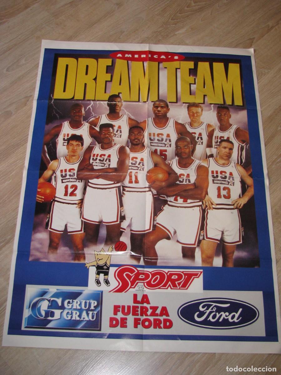Sammelleidenschaft Sport: CARTEL O POSTER DE BALONCESTO NBA DREAM TEAM. JJ.OO. 1992 BARCELONA. PUBL FURD 86X63 CM