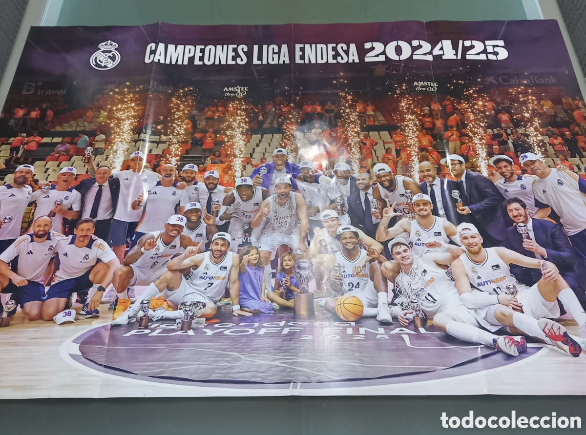 Sports collectibles: Lote 5 P&oacute;sters Gigantes Real Madrid Baloncesto - Campeones 2020 a 2025 Impecables