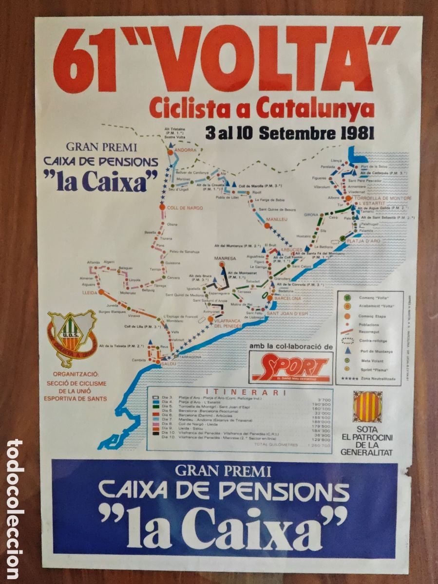 Coleccionismo deportivo: Ciclismo. Cartel Volta Ciclista Catalunya. A&ntilde;o 1981. 44 x 30 ctms