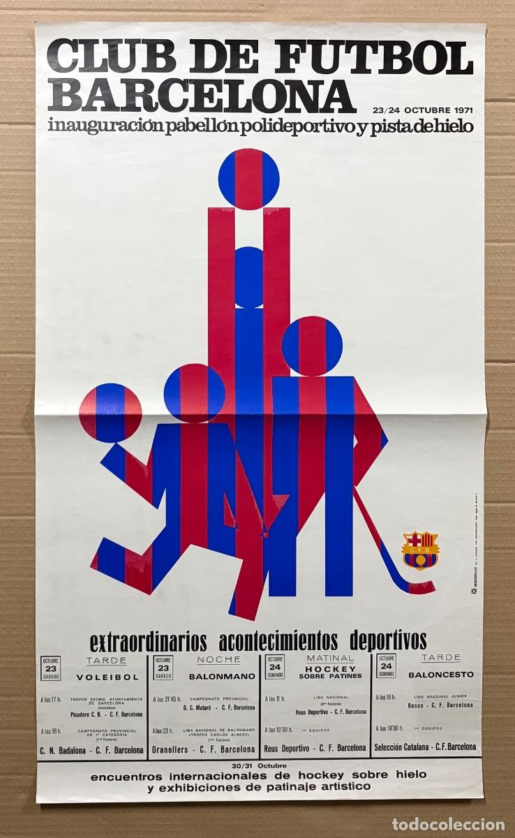 Coleccionismo deportivo: P&Oacute;STER INAUGURACI&Oacute;N PABELL&Oacute;N POLIDEPORTIVO BAR&Ccedil;A 1971