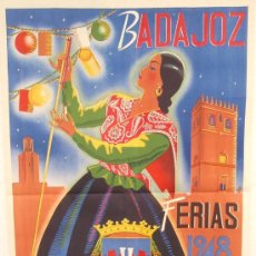 Carteles Feria: CARTEL BADAJOZ , FERIAS DE 1948 , ILUSTRADO POR ALBERTO , LITOGRAFIA RARO