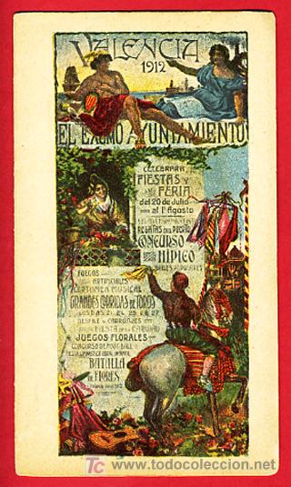 Carteles feria: PROGRAMA DE FERIA DE VALENCIA, JULIO 1912 TRIPTICO , ORIGINAL - Foto 1