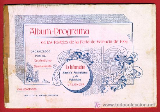Carteles feria: PROGRAMA DE FERIA DE VALENCIA, JULIO 1906 , ORIGINAL - Foto 1