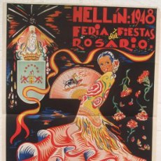 Carteles Feria: CARTEL FERIA FIESTAS, HELLIN 1948 , ALBACETE, LITOGRAFIA, ILUSTRADOR JAVEGA