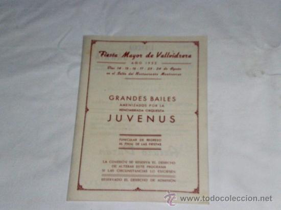 Carteles feria: PROGRAMA FIESTA MAYOR DE VALLVIDRERA. A&Ntilde;O 1952. - Foto 1