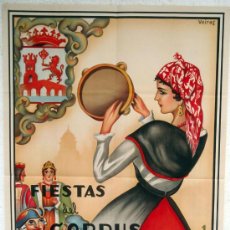 Carteles Feria: CARTEL ORENSE , FERIAS Y FIESTAS DEL CORPUS 1952 ( VEIRAS ) , LITOGRAFIA , 70 X 100 CMS.
