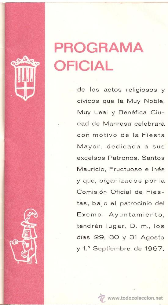 Carteles feria: PROGRAMA FIESTA MAYOR DE MANRESA 1967 - Foto 2