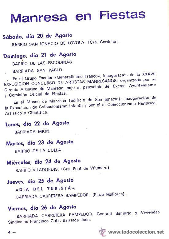 Carteles feria: PROGRAMA, FIESTA MAYOR DE MANRESA A&Ntilde;O 1966 - Foto 2