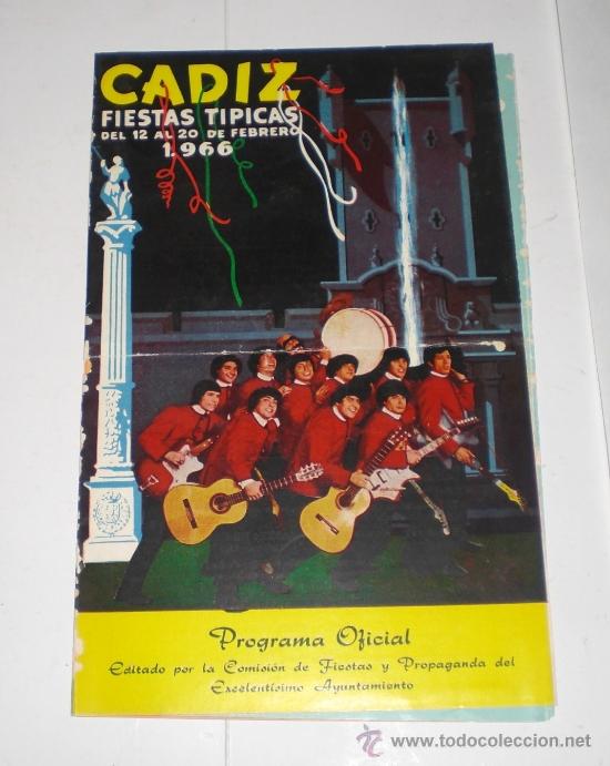 Carteles feria: Programa Oficial del Carnaval de C&aacute;diz &middot; Cuadr&iacute;ptico Ilustrado &middot; ca. 1966 - Foto 1
