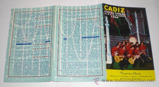 Carteles feria: Programa Oficial del Carnaval de C&aacute;diz &middot; Cuadr&iacute;ptico Ilustrado &middot; ca. 1966 - Foto 3