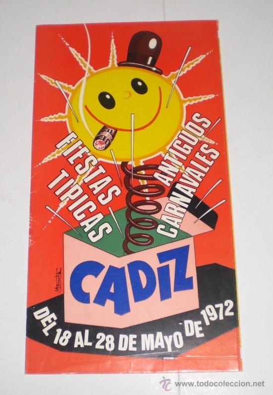 Carteles feria: Programa Oficial del Carnaval de C&aacute;diz &middot; Cuadr&iacute;ptico Ilustrado &middot; ca. 1972 - Foto 1