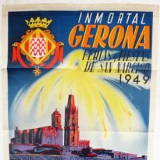 Carteles Feria: CARTEL FERIAS Y FIESTAS, GERONA 1949 SAN NARCISO , ORIGINAL, LITOGRAFIA