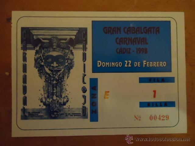 Carteles feria: CARNAVAL DE CADIZ ENTRADA GRAN CABALGATA 1998 - Foto 1