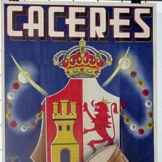 Carteles Feria: ANTIGUO CARTEL DE CACERES FERIAS Y FIESTAS EN HONOR DE SAN MIGUEL 1954, ILUSTRADO POR ZORI - MIDE 10. Lote 38281126