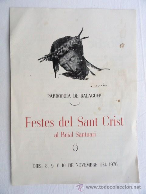 Carteles feria: PROGRAMA FESTES DEL SANT CRIST DE BALAGUER. A&Ntilde;O 1976. - Foto 1