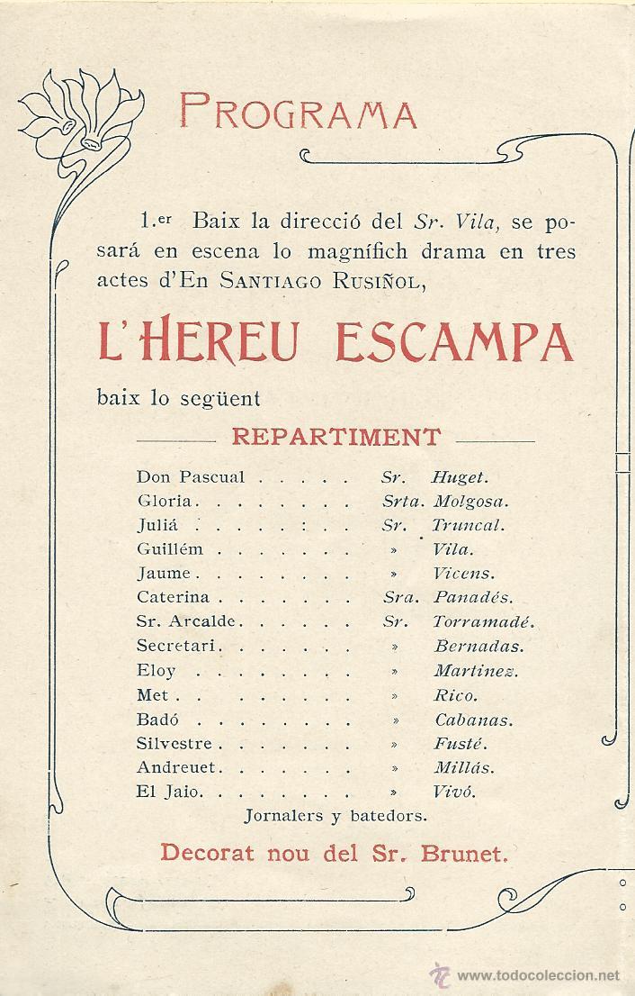Carteles feria: PROGRAMA TRIPTICO DE UNA EXTRAORDINARIA FUNCI&Oacute; EN BARCELONA DE 1908 - Foto 3