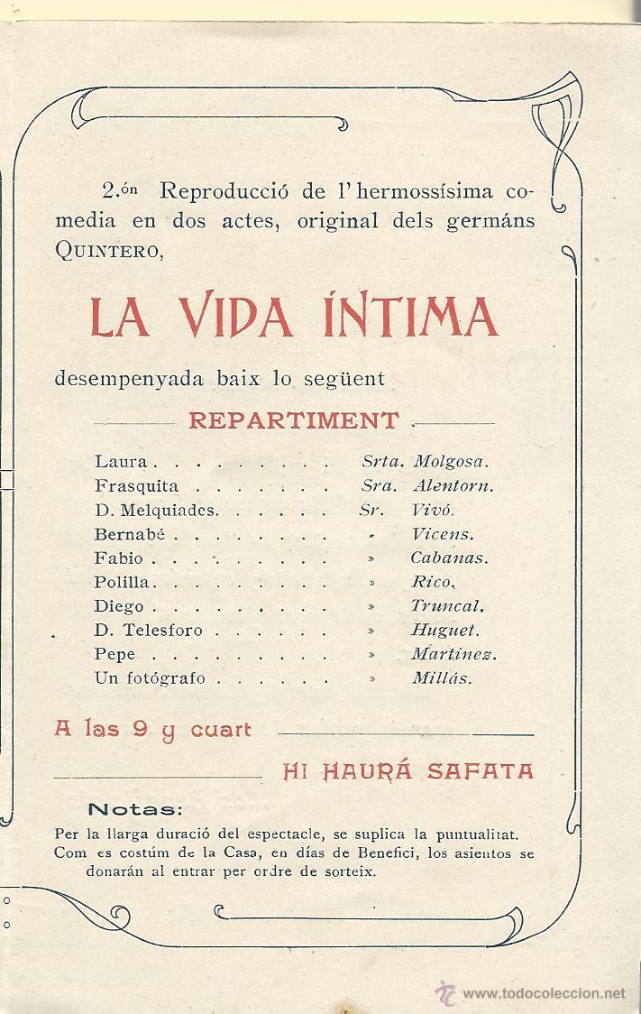 Carteles feria: PROGRAMA TRIPTICO DE UNA EXTRAORDINARIA FUNCI&Oacute; EN BARCELONA DE 1908 - Foto 4