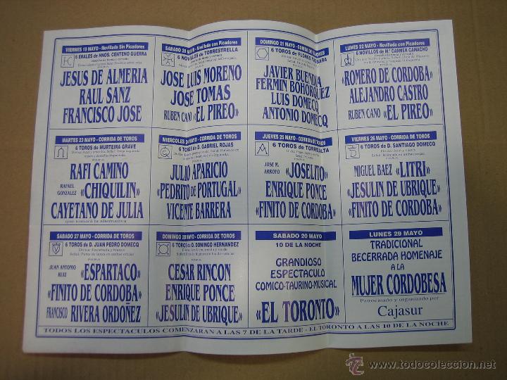 Carteles feria: Programa de banderillas. Plaza de toros de Cordoba - Foto 2