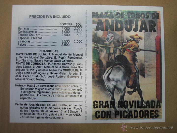 Carteles feria: Programa de banderillas. Plaza de toros de Andujar - Foto 1