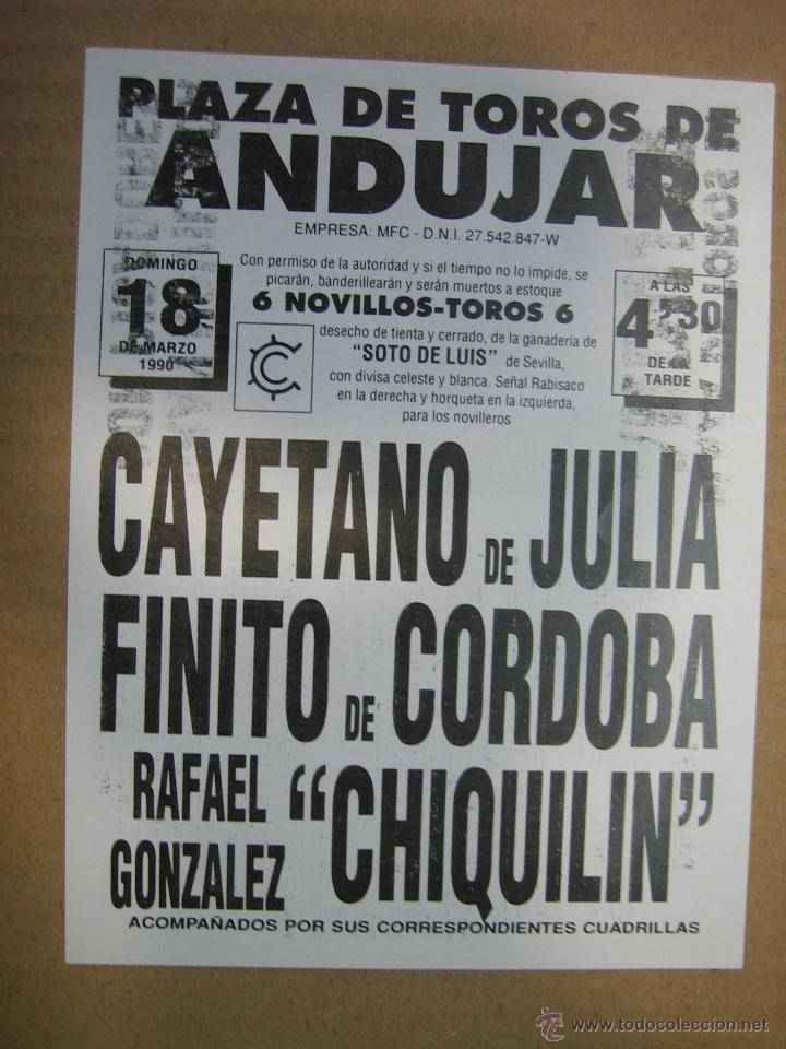 Carteles feria: Programa de banderillas. Plaza de toros de Andujar - Foto 2