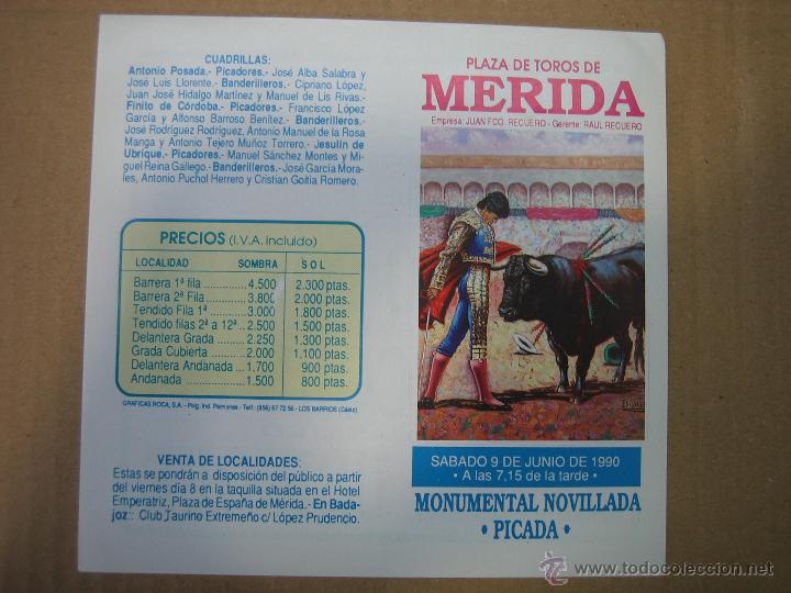 Carteles feria: Programa de banderillas. Plaza de toros de M&eacute;rida - Foto 1