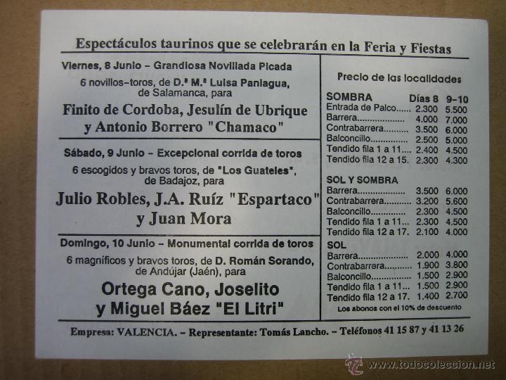 Carteles feria: Programa de banderillas. Plaza de toros de Plasencia - Foto 2