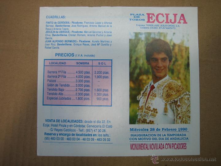 Carteles feria: Programa de banderillas. Plaza de toros de Ecija - Foto 1