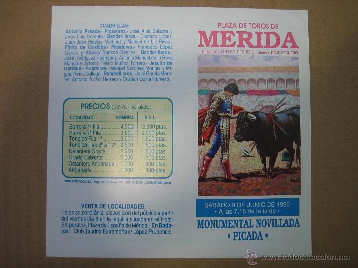 Carteles feria: Programa de banderillas. Plaza de toros de M&eacute;rida - Foto 1