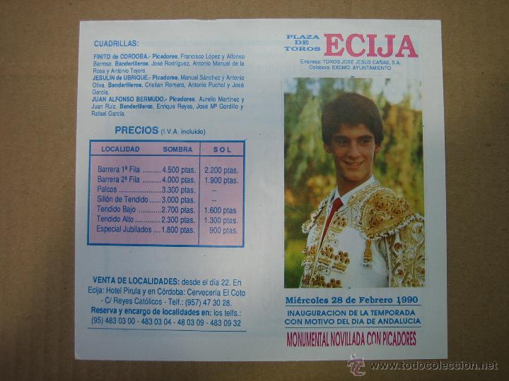 Carteles feria: Programa de banderillas. Plaza de toros de Ecija - Foto 1