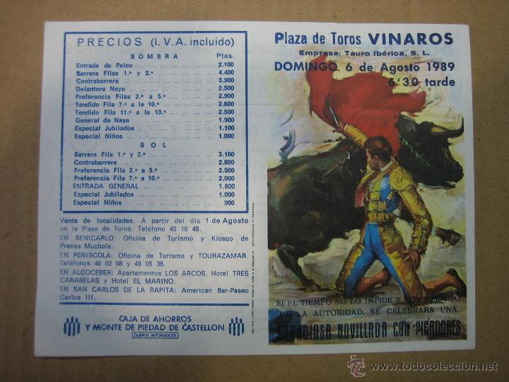 Carteles feria: Programa de banderillas. Plaza de toros de Vinaros - Foto 1