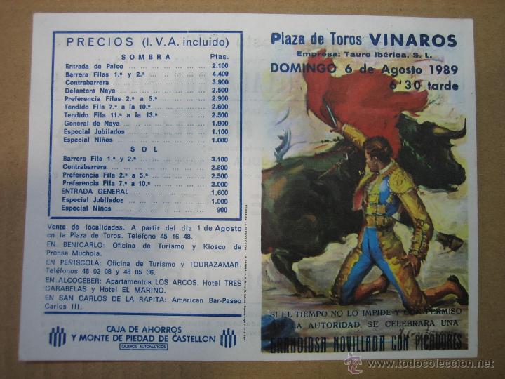 Carteles feria: Programa de banderillas. Plaza de toros de Vinaros - Foto 1