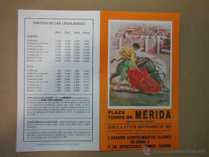Carteles feria: Programa de banderillas. Plaza de toros de Merida - Foto 1