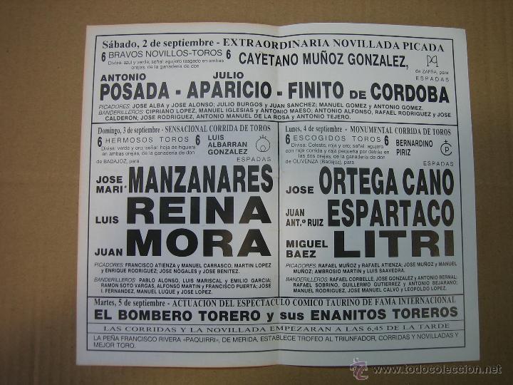 Carteles feria: Programa de banderillas. Plaza de toros de Merida - Foto 2