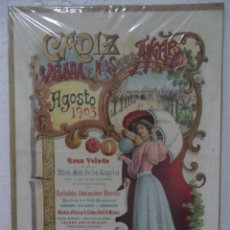 Carteles Feria: CARTEL CÁDIZ,1903,VELADA DE NUESTRA SEÑORA DE LOS ANGELES,TOTALMENTE ORIGINAL,