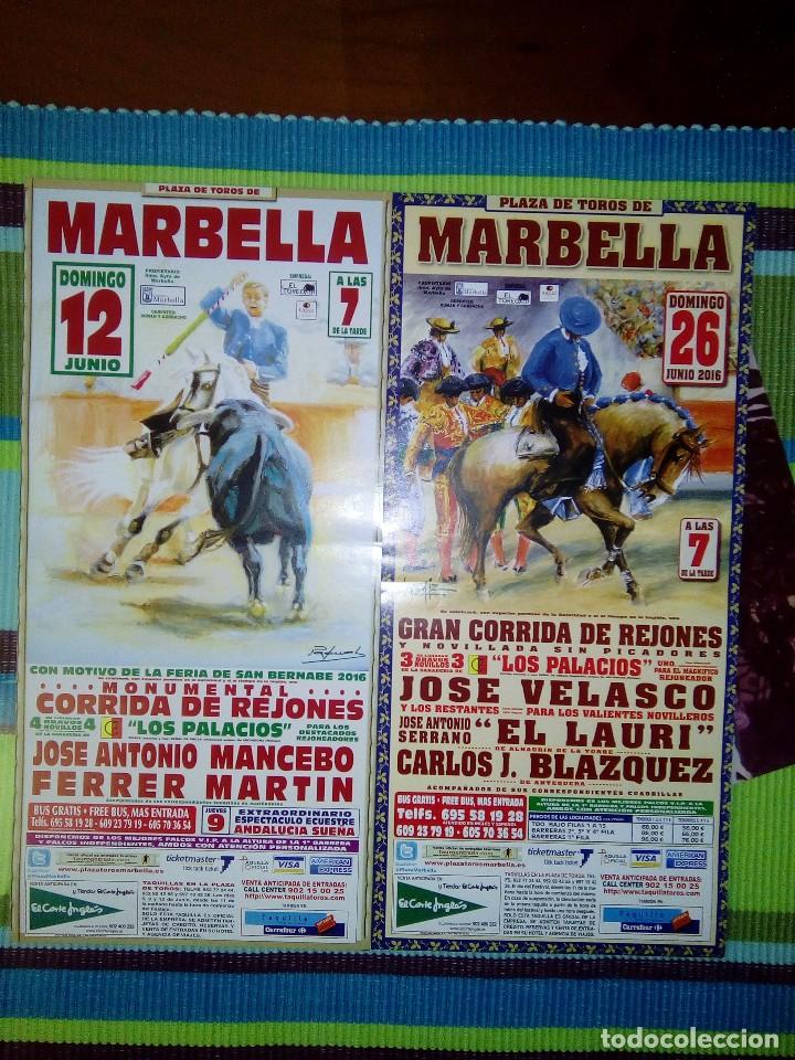 PLAZA TOROS MARBELLA, LOTE 2 CARTELES CORRIDA DE REJONES 2016 (Coleccionismo - Carteles Gran Formato - Carteles Ferias, Fiestas y Festejos)