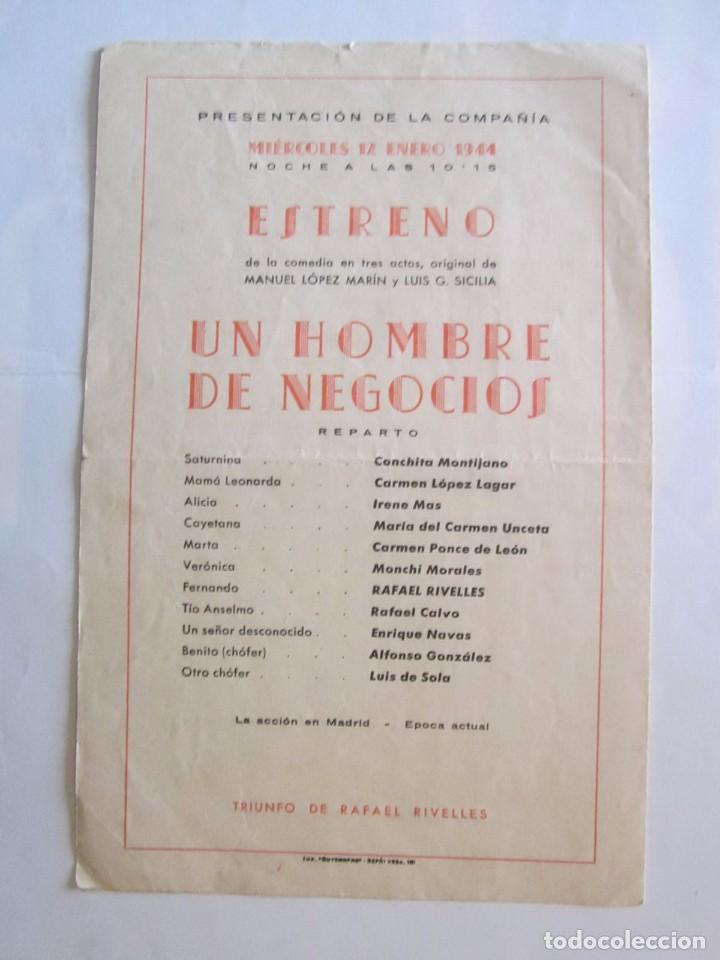 Carteles feria: PROGRAMA DEL TEATRO DE LA COMEDIA COMPA&Ntilde;IA DE RAFAEL RIVELLES 1944 - Foto 3