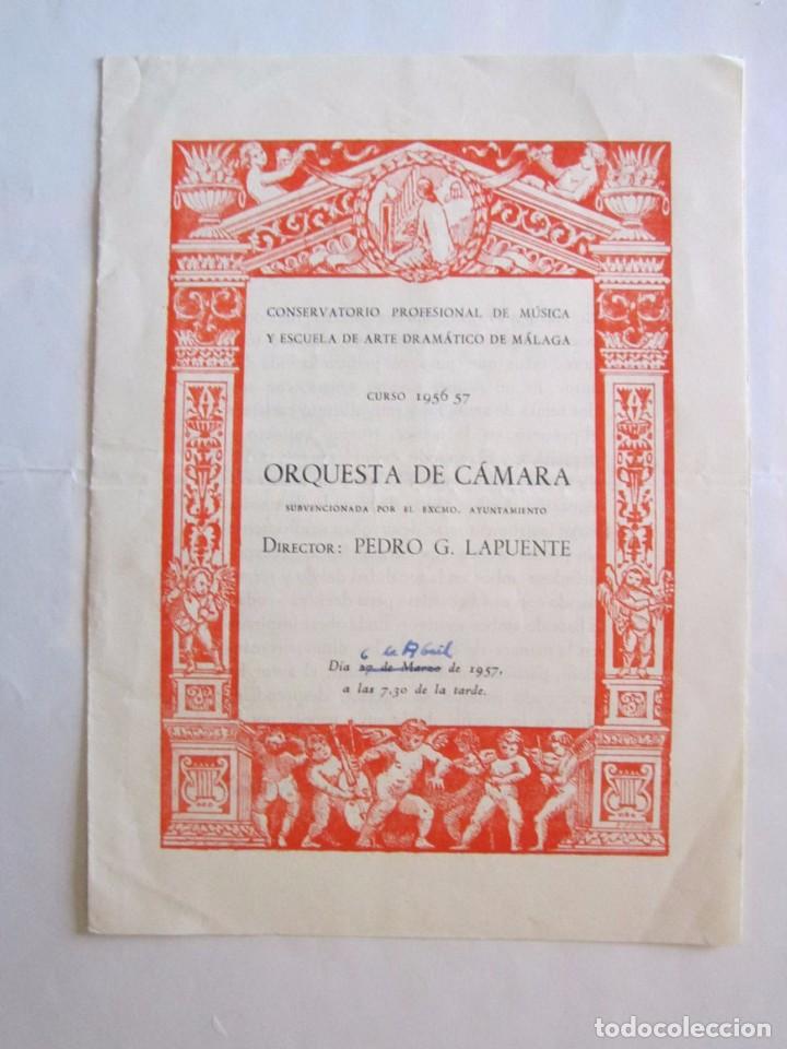 Carteles feria: PROGRAMA ORQUESTA DE CAMARA CONSERVATORIO DE MALAGA 1957 - Foto 1