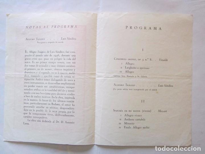 Carteles feria: PROGRAMA ORQUESTA DE CAMARA CONSERVATORIO DE MALAGA 1957 - Foto 2