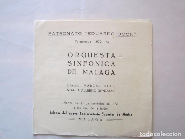Carteles feria: PROGRAMA ORQUESTA SINFONICA DE MALAGA 1972 - Foto 1