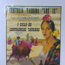 Carteles Feria: CARTEL TERTULIA TAURINA LOS 13. I CICLO DE CONFERENCIAS TAURINAS. MANUEL VAZQUEZ, PAREJA OBREGÓN.