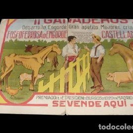Antiguo cartón publicitario de 1.932 de feria de ganaderos en Burgos. Unico.