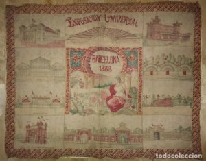 Cartel de tela serigrafiada Exposición universal Barcelona 1888
