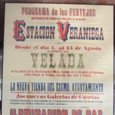 Carteles Feria: CADIZ. 1877. VELADA DE 1 AL 15 AGOSTO. ILUMINACION DE GAS, CASINO GADITANO, CUCAÑAS, CABALLOS.